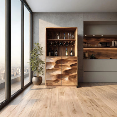 Contemporary Artistic Solid Wood Bar Cabinet
