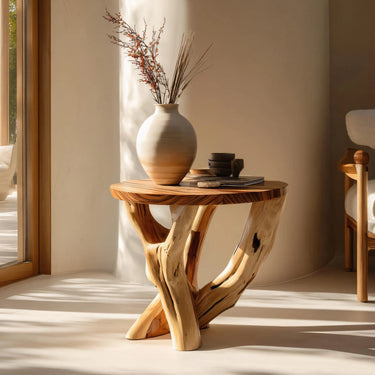 Handcrafted Branch Structure Solid Wood Side Table