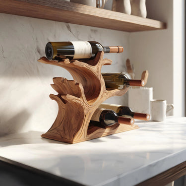 Handcrafted Solid Wood Wine Holder For Modern Kitchen
