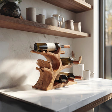 Handcrafted Solid Wood Wine Holder For Modern Kitchen