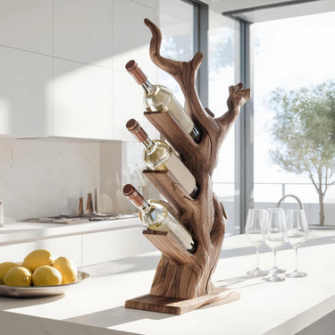 Handcrafted Vertical Solid Wood Wine Holder
