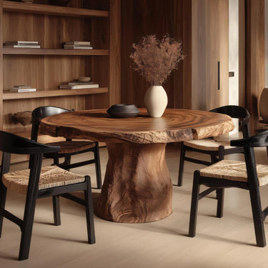 Live Edge Round Solid Wood Dining Table For Dining Room