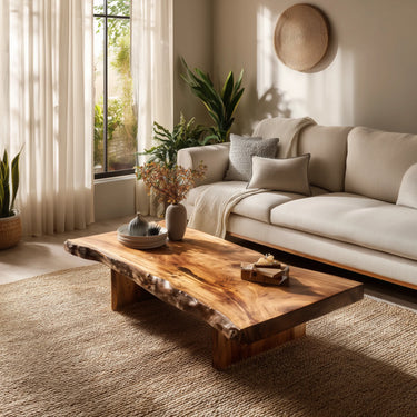 Live Edge Solid Wood Coffee Table For Living Room