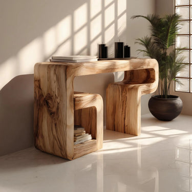 Modern Solid Wood Console Table With Integrated Storage