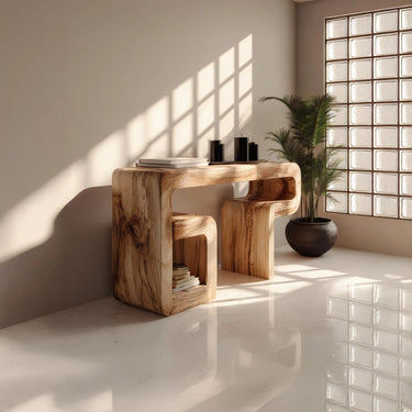 Modern Solid Wood Console Table With Integrated Storage