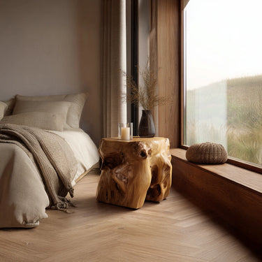 Natural Root Solid Wood Nightstand For Bedroom