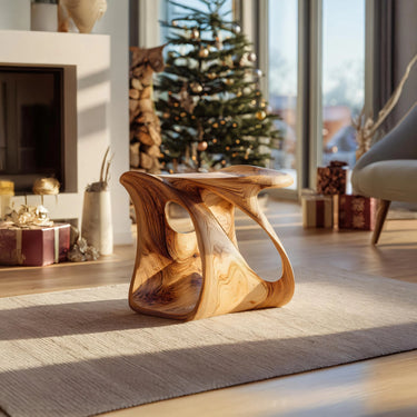 Organic Sculptural Solid Wood Side Table