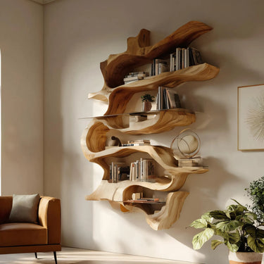 Organic Wall Mounted Bookshelf For Living Room