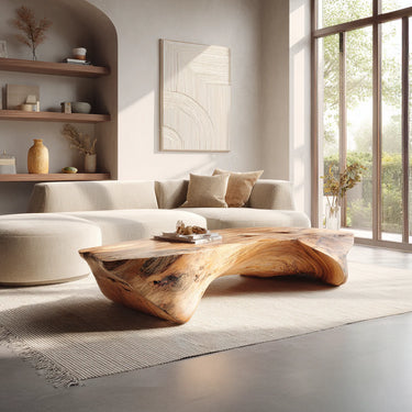 Sculptural Solid Wood Coffee Table For Living Room