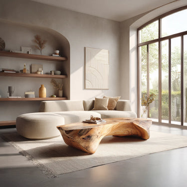 Sculptural Solid Wood Coffee Table For Living Room