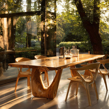 Sculptural Solid Wood Dining Table For Indoor & Outdoor Dining