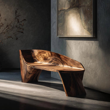 Sculptural Solid Wood Lounge Chair For Living Room