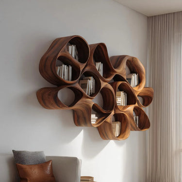 Sculptural Wall Mounted Bookshelf For Living Room