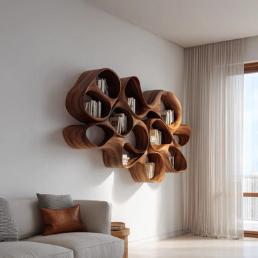 Sculptural Wall Mounted Bookshelf For Living Room