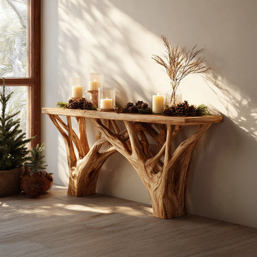 Solid Wood Branch Leg Console Table