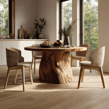 Solid Wood Root Base Round Dining Table