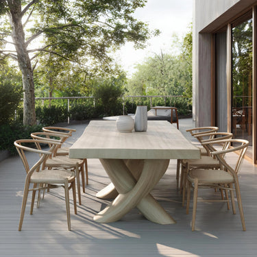 Solid Wood Sculptural Dining Table For Outdoor & Indoor Dining